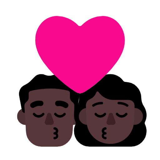 👨🏿‍❤️‍💋‍👩🏿 Emoji sich küssendes Paar - Mann: dunkle Hautfarbe, Frau: dunkle Hautfarbe Microsoft Windows 11 23H2.