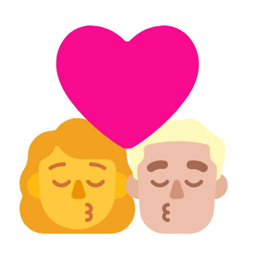 Emoji 👩‍❤️‍💋‍👨🏼 Bacio Tra Coppia - Donna, Uomo: Carnagione Abbastanza Chiara su Microsoft Windows 11 23H2.