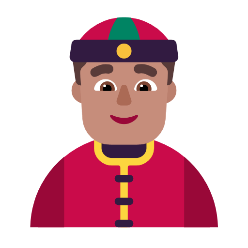 👲🏽 Emoji Mann mit chinesischem Hut: mittlere Hautfarbe Microsoft Windows 11 23H2.