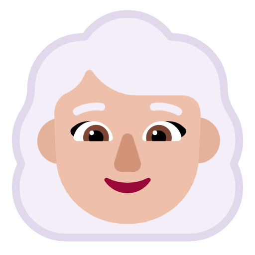 👩🏼‍🦳 Emoji Mulher: Pele Morena Clara E Cabelo Branco na Microsoft Windows 11 23H2.