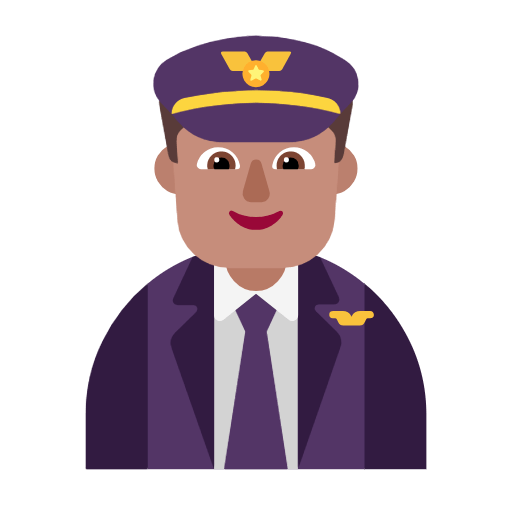👨🏽‍✈️ Emoji Piloto Hombre: Tono De Piel Medio en Microsoft Windows 11 23H2.
