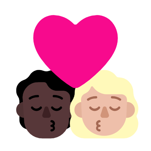 Emoji 🧑🏿‍❤️‍💋‍👩🏼 Bacio Tra Coppia: persona, Donna, Carnagione Scura, Carnagione Abbastanza Chiara su Microsoft Windows 11 23H2.