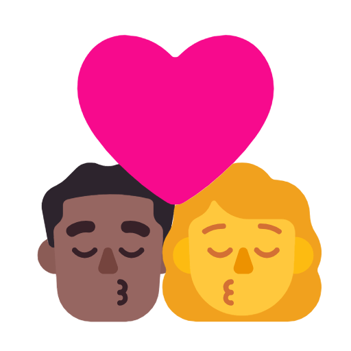 👨🏾‍❤️‍💋‍👩 Emoji sich küssendes Paar - Mann: mitteldunkle Hautfarbe, Frau Microsoft Windows 11 23H2.