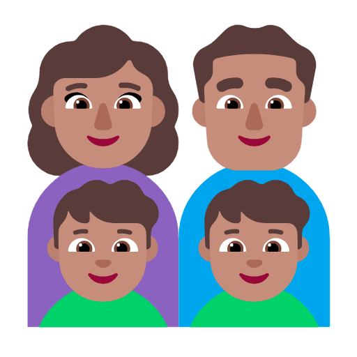 Emoji 👩🏽‍👨🏽‍👦🏽‍👦🏽 Famiglia - Donna, Uomo, Bambino, Bambino: Carnagione Olivastra su Microsoft Windows 11 23H2.