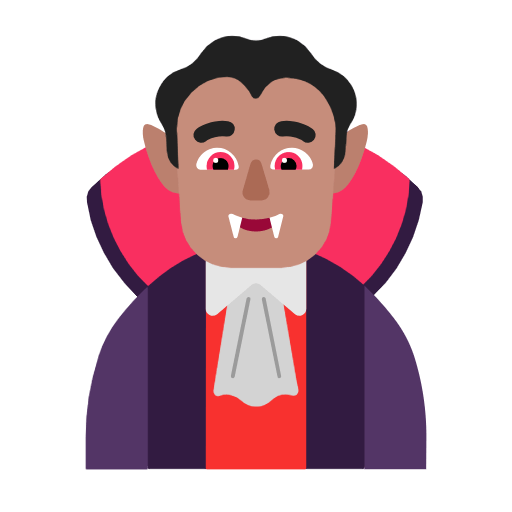 Emoji 🧛🏽‍♂️ Vampiro Uomo: Carnagione Olivastra su Microsoft Windows 11 23H2.