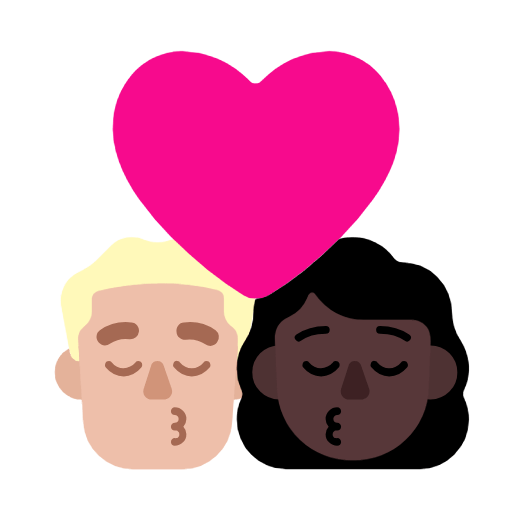 👨🏼‍❤️‍💋‍👩🏿 Emoji sich küssendes Paar - Mann: mittelhelle Hautfarbe, Frau: dunkle Hautfarbe Microsoft Windows 11 23H2.