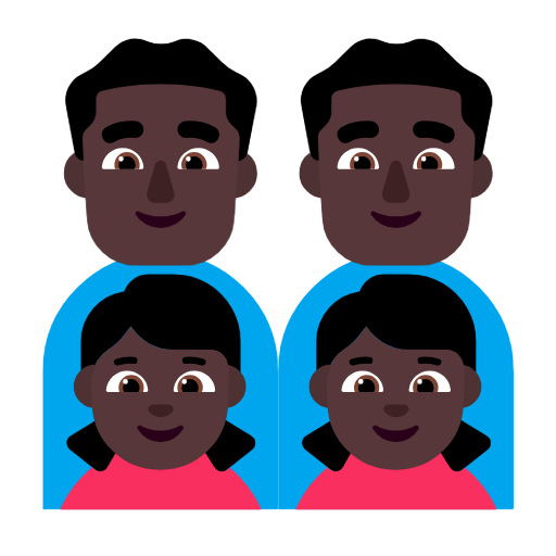 Emoji 👨🏿‍👨🏿‍👧🏿‍👧🏿 Famiglia - Uomo, Uomo, Bambina, Bambina: Carnagione Scura su Microsoft Windows 11 23H2.