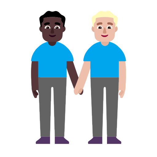 👨🏿‍🤝‍👨🏼 Emoji händchenhaltende Männer: dunkle Hautfarbe, mittelhelle Hautfarbe Microsoft Windows 11 23H2.