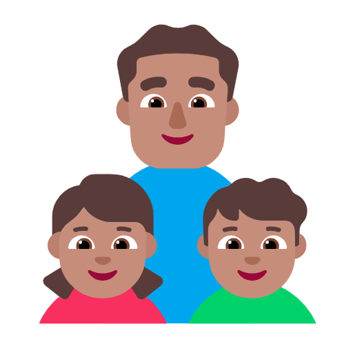 👨🏽‍👧🏽‍👦🏽 Emoji Família - Homem, Menina, Menino: Pele Morena na Microsoft Windows 11 23H2.