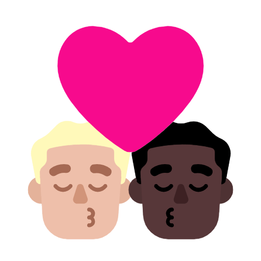 Emoji 👨🏼‍❤️‍💋‍👨🏿 Bacio Tra Coppia - Uomo: Carnagione Abbastanza Chiara, Uomo: Carnagione Scura su Microsoft Windows 11 23H2.