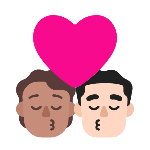 Emoji 🧑🏽‍❤️‍💋‍👨🏻 Bacio Tra Coppia: persona, uomo, Carnagione Olivastra, Carnagione Chiara su Microsoft Windows 11 23H2.