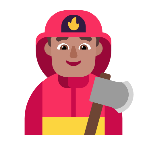 Émoji 👨🏽‍🚒 Pompier Homme : Peau Légèrement Mate sur Microsoft Windows 11 23H2.