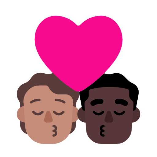 🧑🏽‍❤️‍💋‍👨🏿 Emoji sich küssendes Paar: Person, Mannn, mittlere Hautfarbe, dunkle Hautfarbe Microsoft Windows 11 23H2.