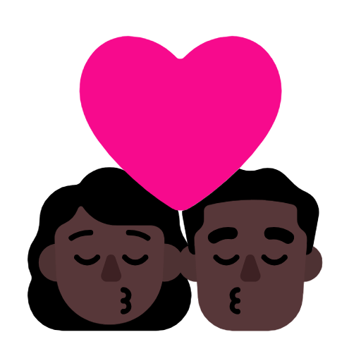 👩🏿‍❤️‍💋‍👨🏿 Emoji sich küssendes Paar - Frau: dunkle Hautfarbe, Mann: dunkle Hautfarbe Microsoft Windows 11 23H2.