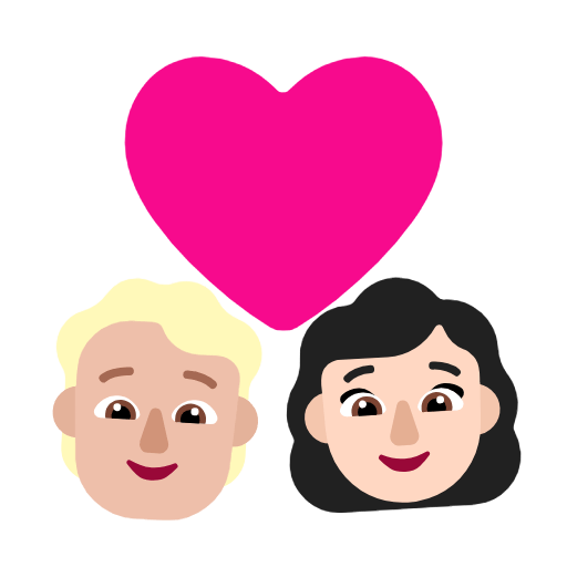 Emoji 🧑🏼‍❤️‍👩🏻 Coppia Con Cuore: persona, Donna, Carnagione Abbastanza Chiara, Carnagione Chiara su Microsoft Windows 11 23H2.