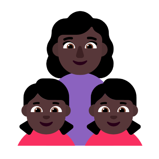 👩🏿‍👧🏿‍👧🏿 Emoji Família - Mulher, Menina, Menina: Pele Escura na Microsoft Windows 11 23H2.