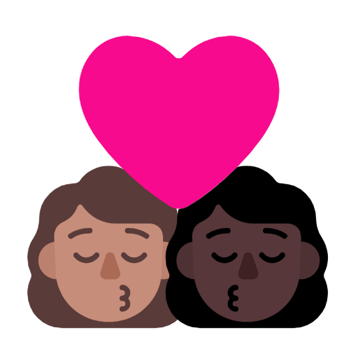 👩🏽‍❤️‍💋‍👩🏿 Emoji sich küssendes Paar - Frau: mittlere Hautfarbe, Frau: dunkle Hautfarbe Microsoft Windows 11 23H2.