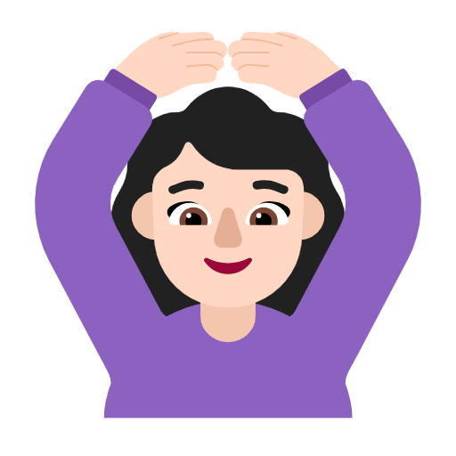 🙆🏻‍♀️ Emoji Frau mit Händen auf dem Kopf: helle Hautfarbe Microsoft Windows 11 23H2.