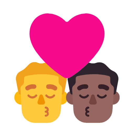 Emoji 👨‍❤️‍💋‍👨🏾 Bacio Tra Coppia - Uomo, Uomo: Carnagione Abbastanza Scura su Microsoft Windows 11 23H2.