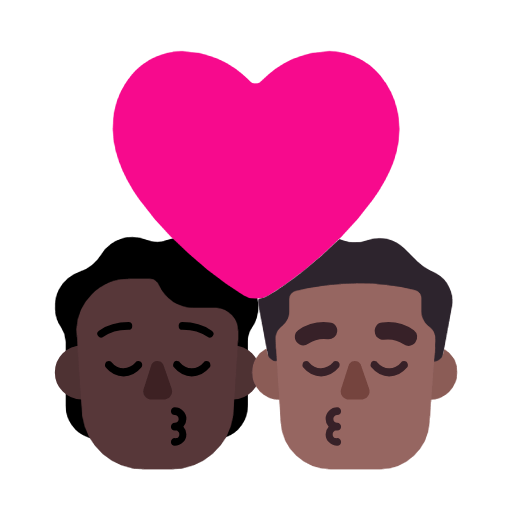 🧑🏿‍❤️‍💋‍👨🏾 Emoji sich küssendes Paar: Person, Mannn, dunkle Hautfarbe, mitteldunkle Hautfarbe Microsoft Windows 11 23H2.