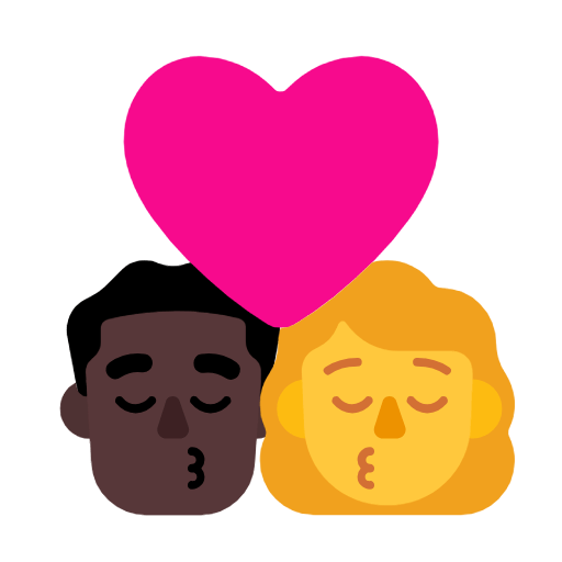 Emoji 👨🏿‍❤️‍💋‍👩 Bacio Tra Coppia - Uomo: Carnagione Scura, Donna su Microsoft Windows 11 23H2.