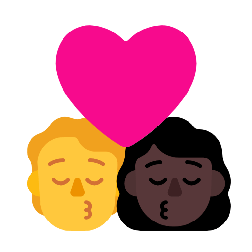 Emoji 🧑‍❤️‍💋‍👩🏿 Bacio Tra Coppia: persona, Donna, Nessun tono della pelle, Carnagione Scura su Microsoft Windows 11 23H2.