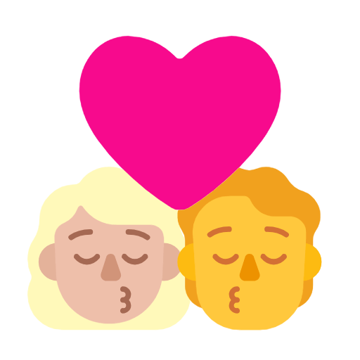 👩🏼‍❤️‍💋‍🧑 Emoji sich küssendes Paar: Frau, Person, mittelhelle Hautfarbe, Kein Hautton Microsoft Windows 11 23H2.