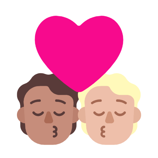 Emoji 🧑🏽‍❤️‍💋‍🧑🏼 Bacio Tra Coppia: persona, persona, Carnagione Olivastra, Carnagione Abbastanza Chiara su Microsoft Windows 11 23H2.