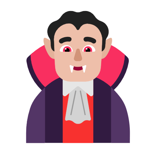Emoji 🧛🏼‍♂️ Vampiro Uomo: Carnagione Abbastanza Chiara su Microsoft Windows 11 23H2.
