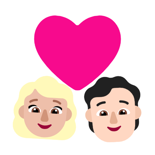 Emoji 👩🏼‍❤️‍🧑🏻 Coppia Con Cuore: Donna, persona, Carnagione Abbastanza Chiara, Carnagione Chiara su Microsoft Windows 11 23H2.