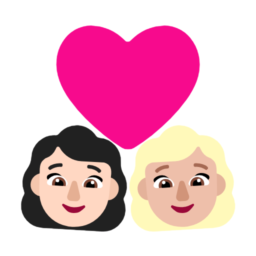 Emoji 👩🏻‍❤️‍👩🏼 Coppia Con Cuore - Donna: Carnagione Chiara, Donna: Carnagione Abbastanza Chiara su Microsoft Windows 11 23H2.