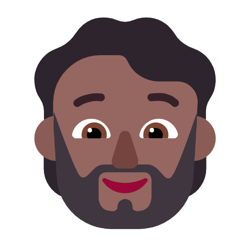 Emoji 🧔🏾 Uomo Con La Barba: Carnagione Abbastanza Scura su Microsoft Windows 11 23H2.