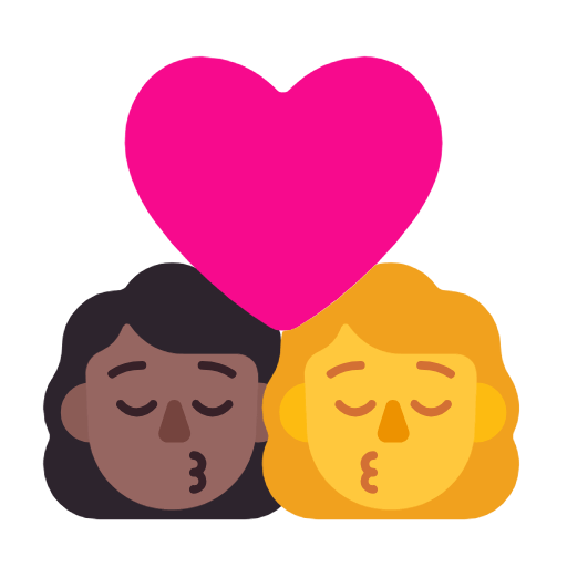 👩🏾‍❤️‍💋‍👩 Emoji sich küssendes Paar - Frau: mitteldunkle Hautfarbe, Frau Microsoft Windows 11 23H2.