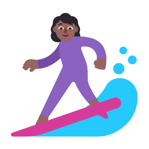 🏄🏾‍♀️ Emoji Mulher Surfista: Pele Morena Escura na Microsoft Windows 11 23H2.