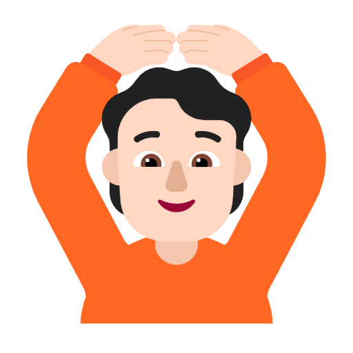 🙆🏻 Emoji Person mit Händen auf dem Kopf: helle Hautfarbe Microsoft Windows 11 23H2.