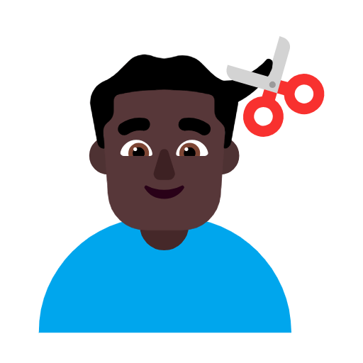 💇🏿‍♂️ Emoji Homem Cortando O Cabelo: Pele Escura na Microsoft Windows 11 23H2.
