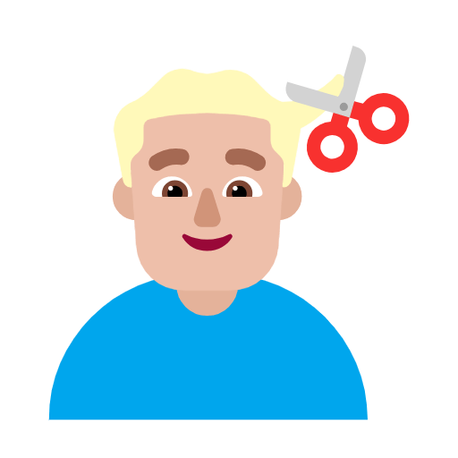 Emoji 💇🏼‍♂️ Taglio Di Capelli Per Uomo: Carnagione Abbastanza Chiara su Microsoft Windows 11 23H2.