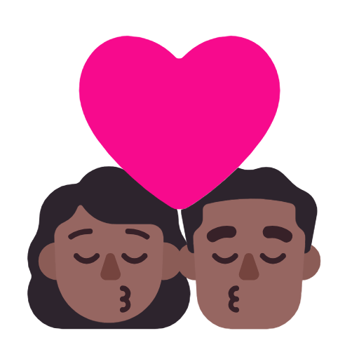 👩🏾‍❤️‍💋‍👨🏾 Emoji sich küssendes Paar - Frau: mitteldunkle Hautfarbe, Mann: mitteldunkle Hautfarbe Microsoft Windows 11 23H2.