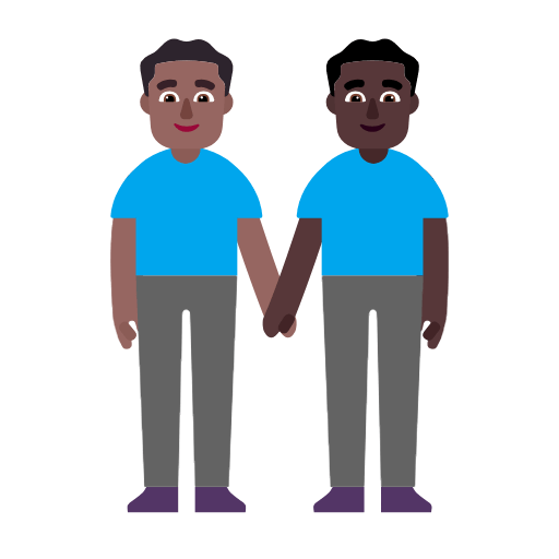 👨🏾‍🤝‍👨🏿 Emoji händchenhaltende Männer: mitteldunkle Hautfarbe, dunkle Hautfarbe Microsoft Windows 11 23H2.