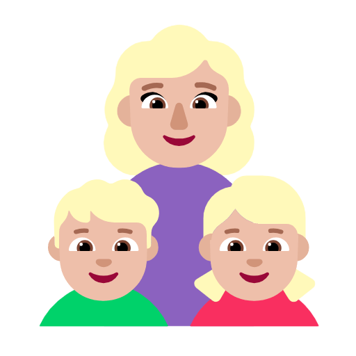 👩🏼‍👦🏼‍👧🏼 Emoji Familia - Mujer, Niño, Niña: Tono De Piel Claro Medio en Microsoft Windows 11 23H2.