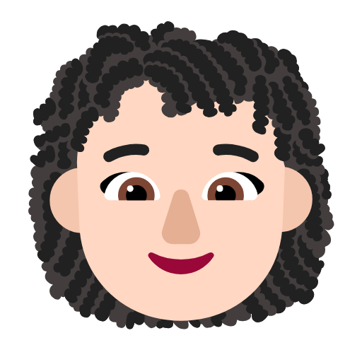 Émoji 👩🏻‍🦱 Femme : Peau Claire Et Cheveux Bouclés sur Microsoft Windows 11 23H2.