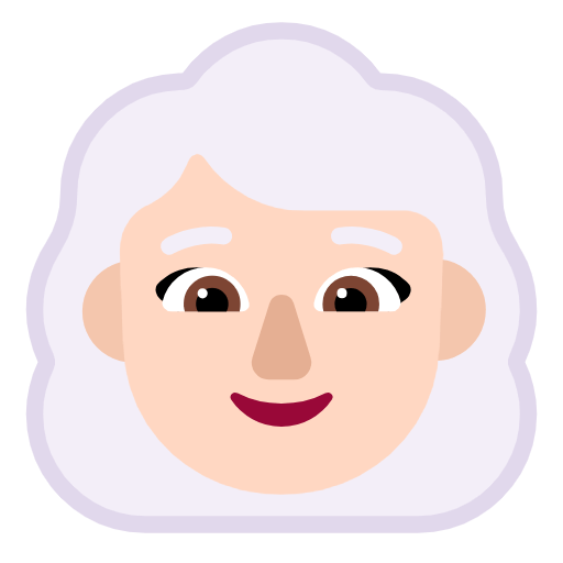 Emoji 👩🏻‍🦳 Donna: Carnagione Chiara E Capelli Bianchi su Microsoft Windows 11 23H2.