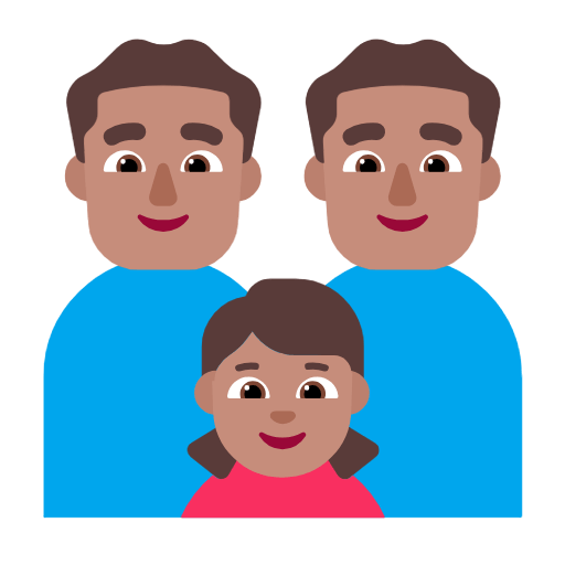 👨🏽‍👨🏽‍👧🏽 Emoji Familia - Hombre, Hombre, Niña: Tono De Piel Medio en Microsoft Windows 11 23H2.