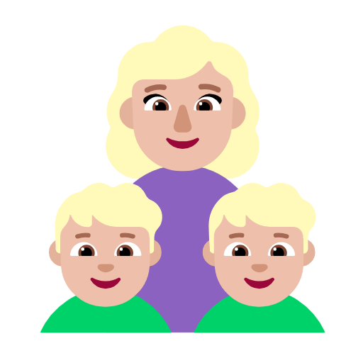 Emoji 👩🏼‍👦🏼‍👦🏼 Famiglia - Donna, Bambino, Bambino: Carnagione Abbastanza Chiara su Microsoft Windows 11 23H2.