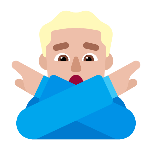 Emoji 🙅🏼‍♂️ Uomo Con Gesto Di Rifiuto: Carnagione Abbastanza Chiara su Microsoft Windows 11 23H2.