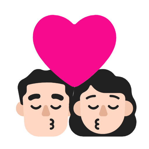 Emoji 👨🏻‍❤️‍💋‍👩🏻 Bacio Tra Coppia - Uomo: Carnagione Chiara, Donna: Carnagione Chiara su Microsoft Windows 11 23H2.