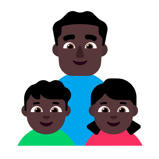 👨🏿‍👦🏿‍👧🏿 Emoji Familia - Hombre, Niño, Niña: Tono De Piel Oscuro en Microsoft Windows 11 23H2.