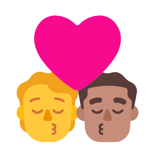 Emoji 🧑‍❤️‍💋‍👨🏽 Bacio Tra Coppia: persona, uomo, Nessun tono della pelle, Carnagione Olivastra su Microsoft Windows 11 23H2.