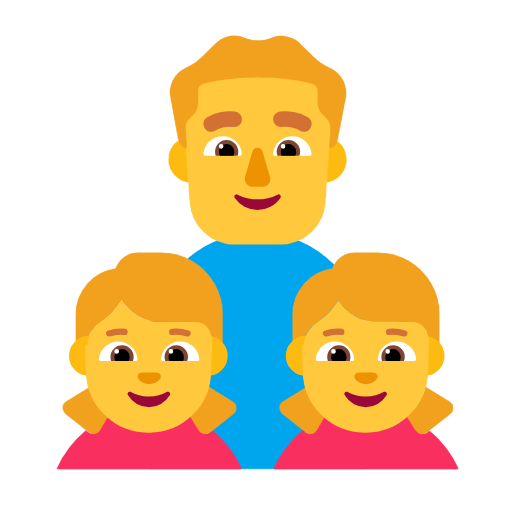 Emoji 👨‍👧‍👧 Famiglia: Uomo, Bambina E Bambina su Microsoft Windows 11 23H2.