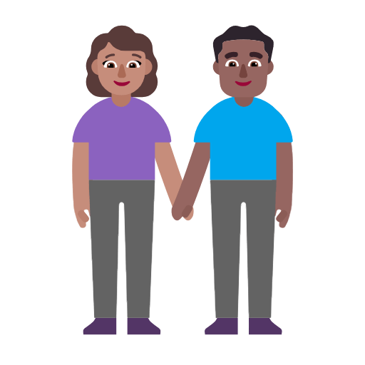 Emoji 👩🏽‍🤝‍👨🏾 Uomo E Donna Che Si Tengono Per Mano: Carnagione Olivastra E Carnagione Abbastanza Scura su Microsoft Windows 11 23H2.
